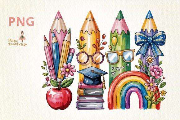 Download Back to School Watercolor Pencil Set PNG - Pen Collection