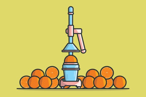 Download Manual Juice Squeezer with Orange Vector - Manual Collection